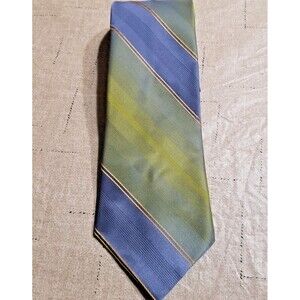 Vintage Wemlon by Wembley Clip On Necktie Blue Green Stripe Retro Mens